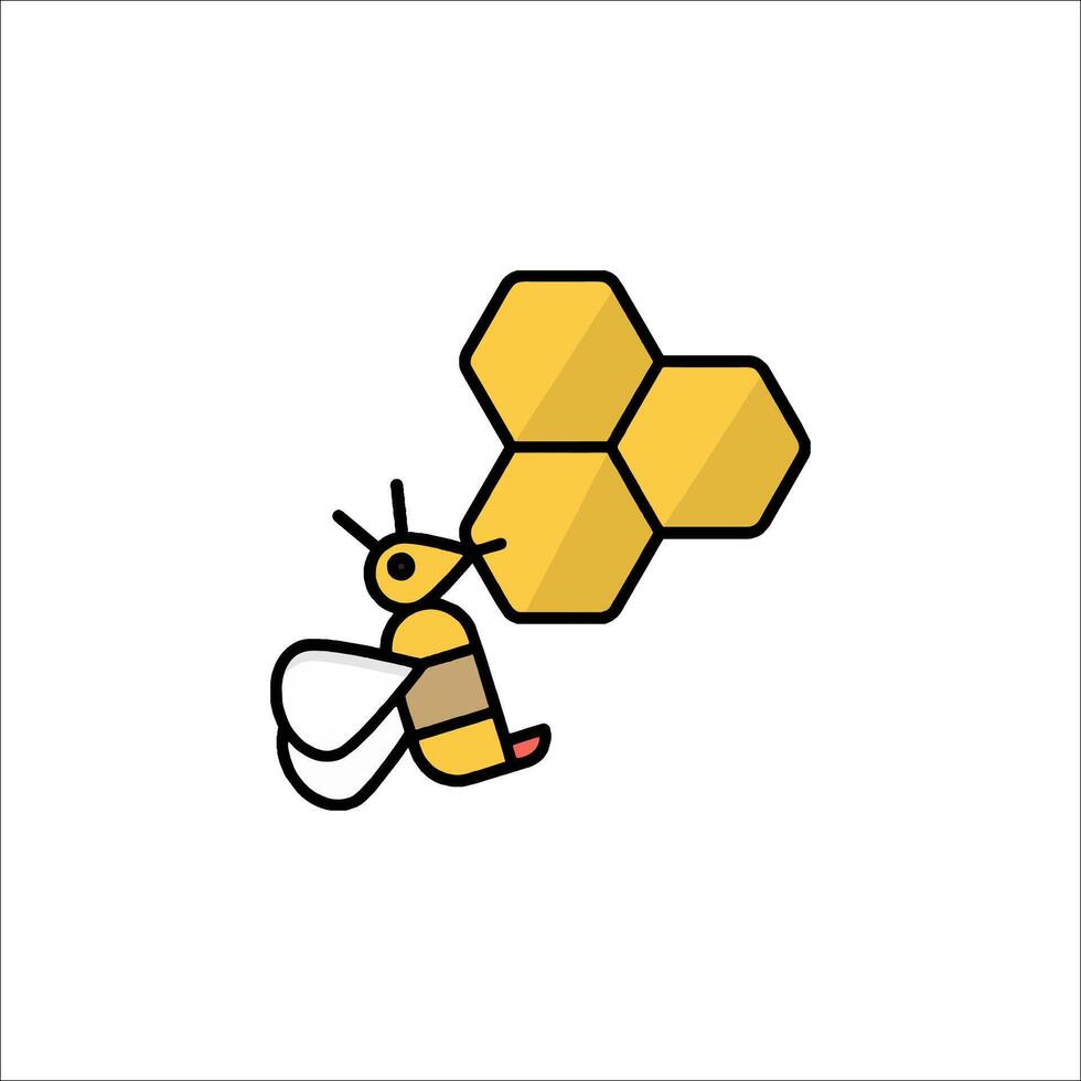 A bee is holding a honeycomb in its mouth vector