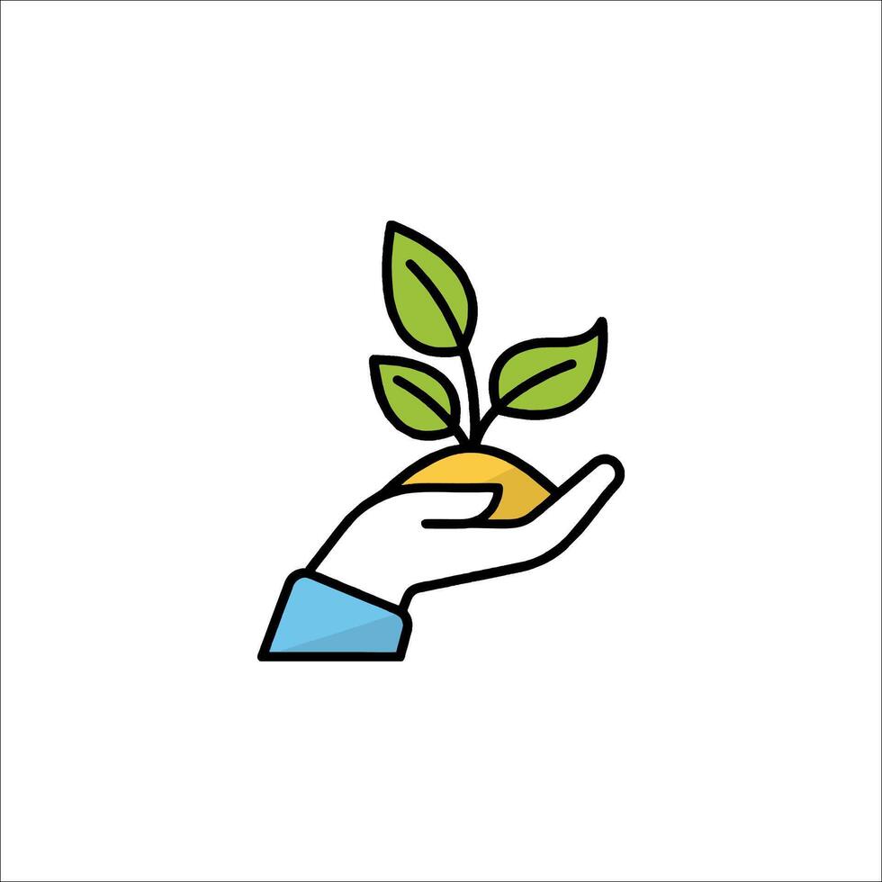 Planting hand icon vector