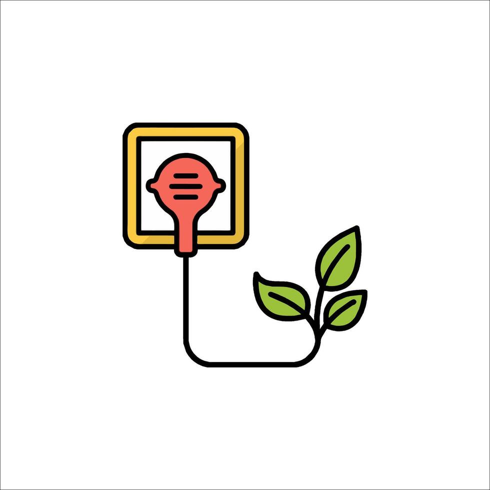 A plant and a light bulb connected to a power outlet vector