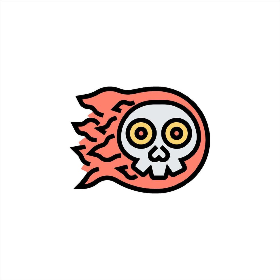 A skull with a fire coming out of it vector