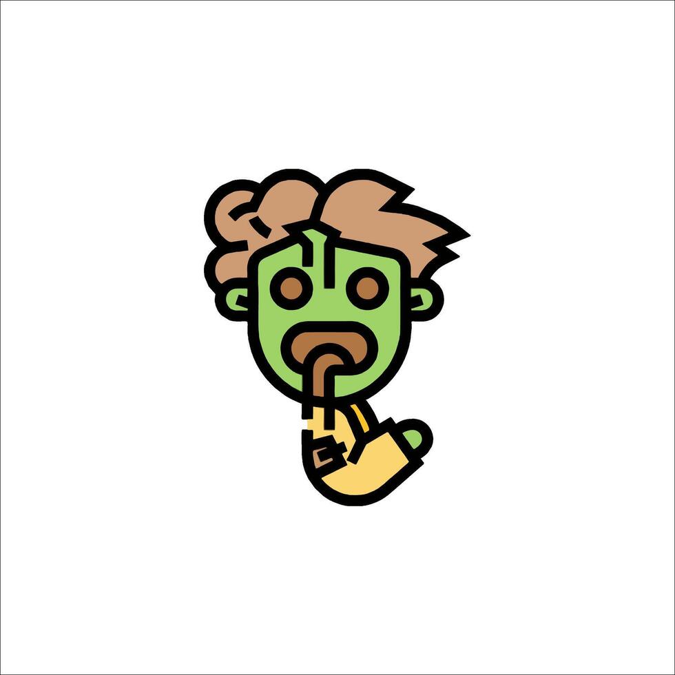 A cartoon zombie with a banana in his mouth vector