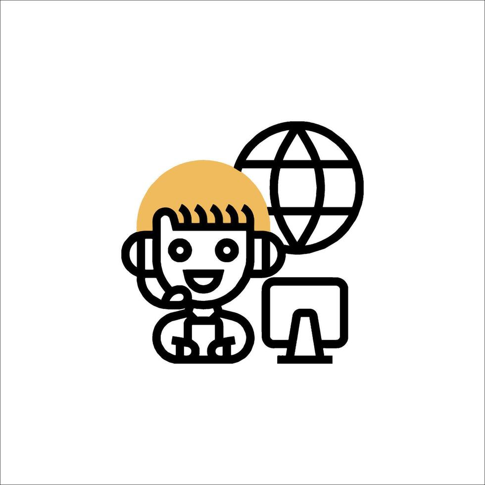 A man with headphones and a globe icon vector