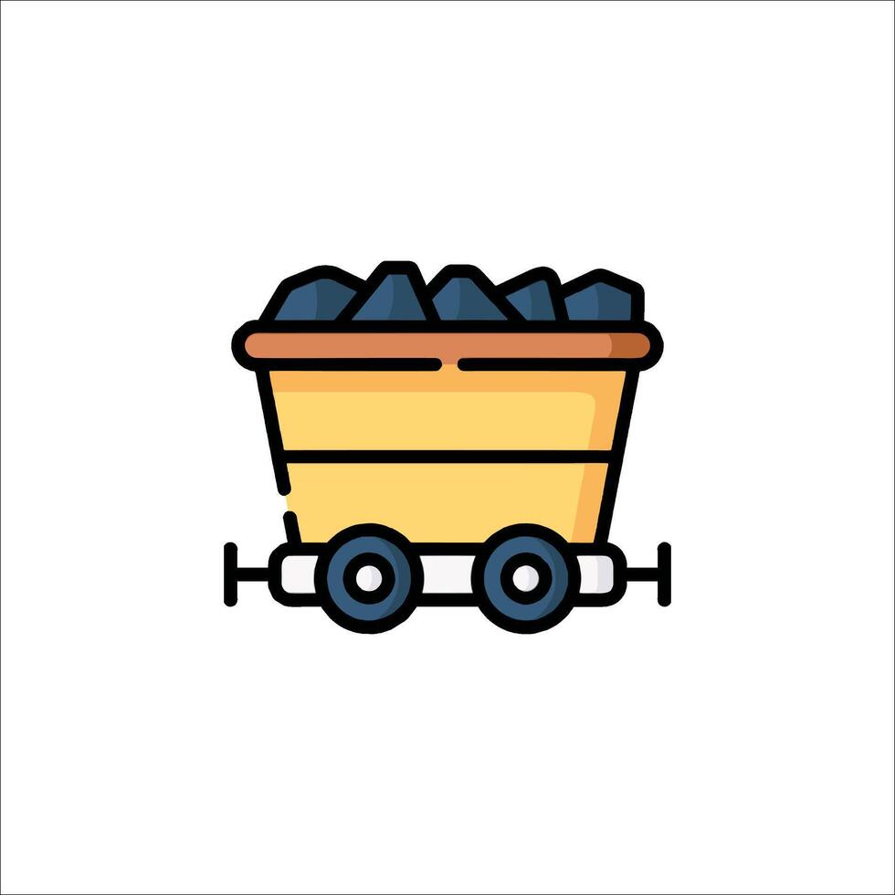 A cartoon wagon with coal in it vector