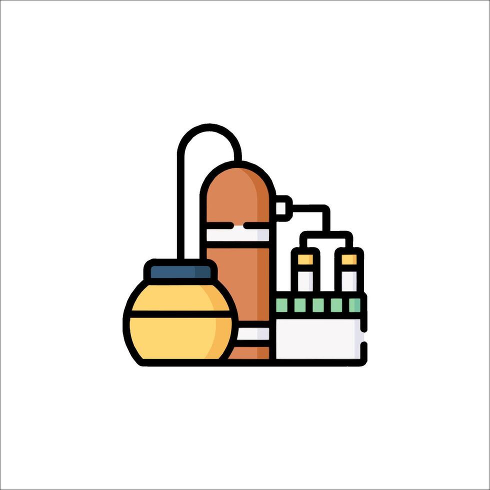 A line drawing of a gas tank and other items vector