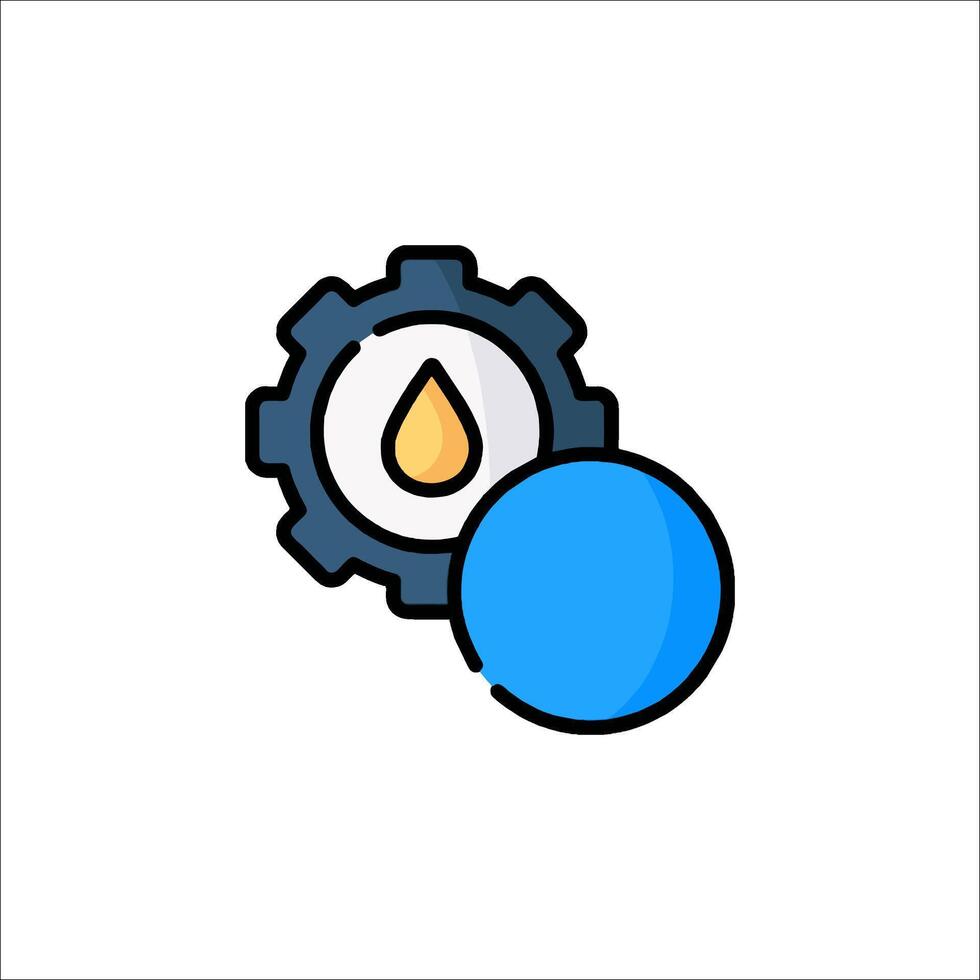 A blue and yellow ball with a gear on it vector