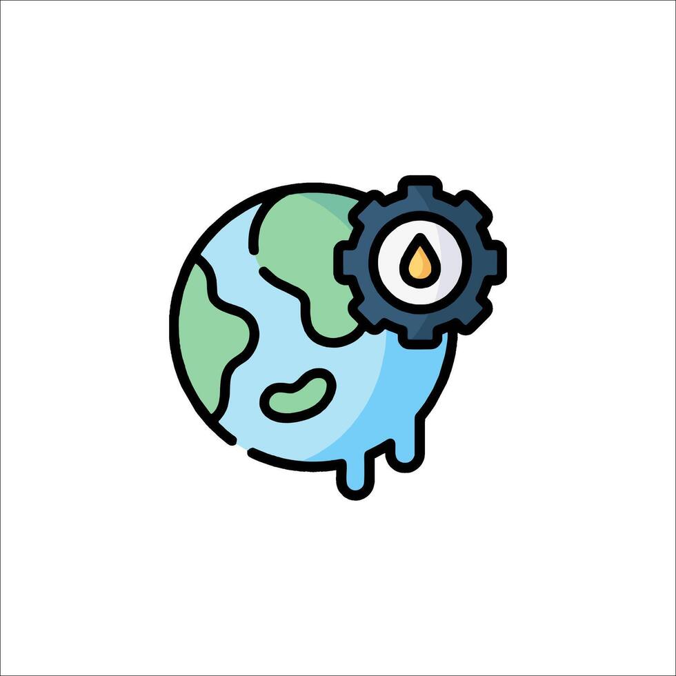 A globe with a gear and a drop of oil vector