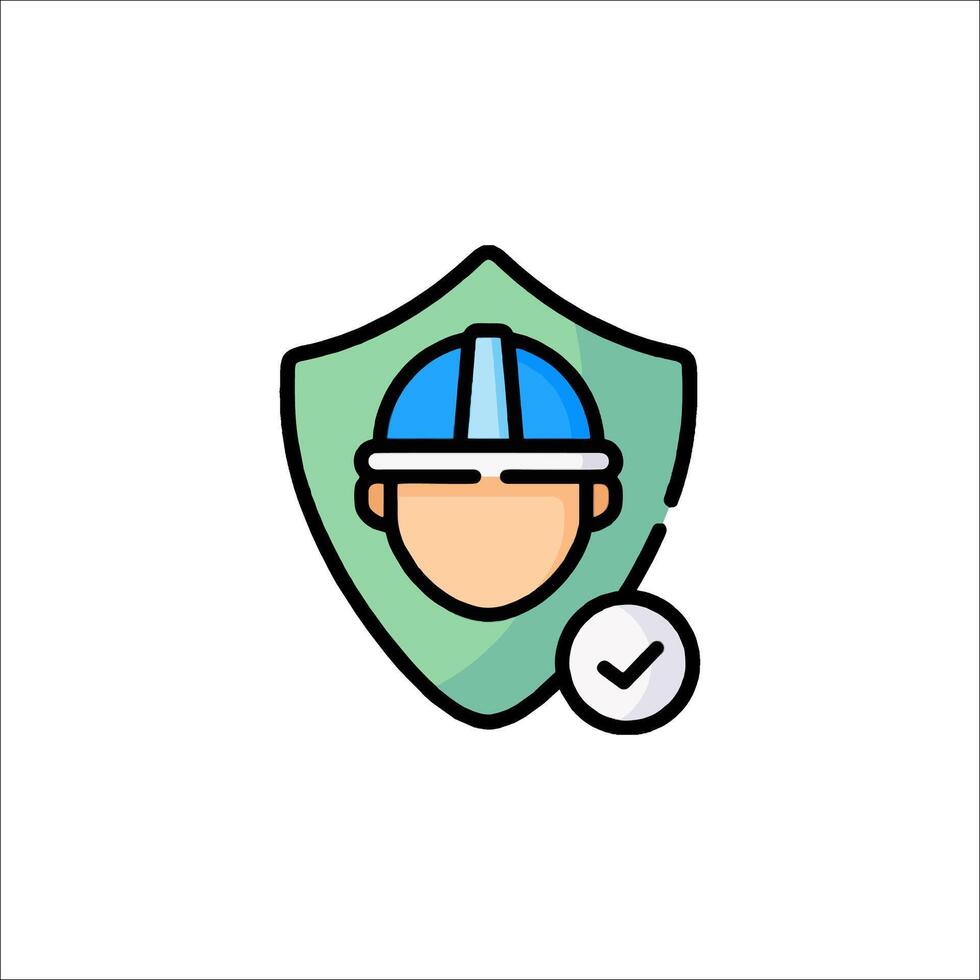 A worker with a shield and check mark vector