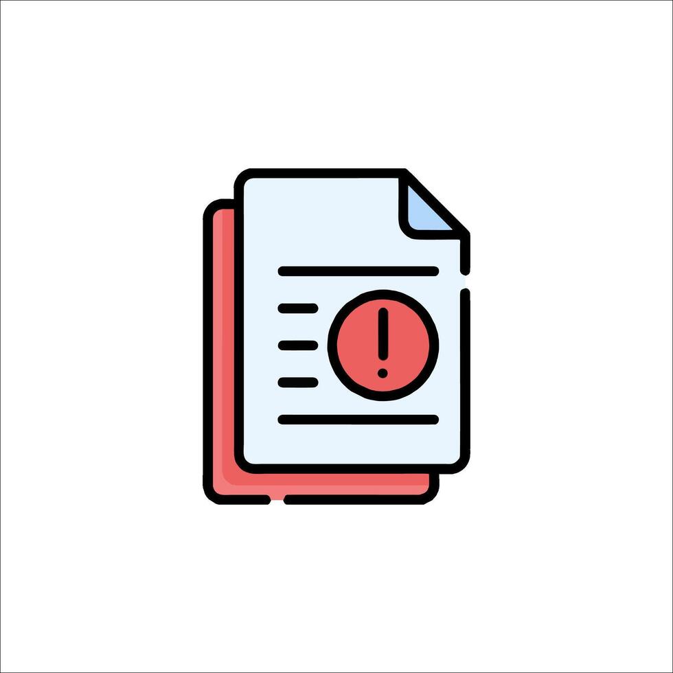 A document icon with a red circle and a red exclamation mark vector