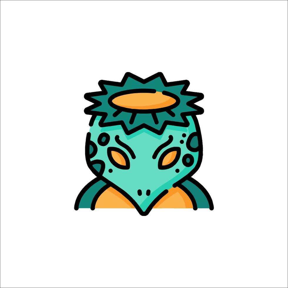 A cartoon character with a green face and orange eyes vector