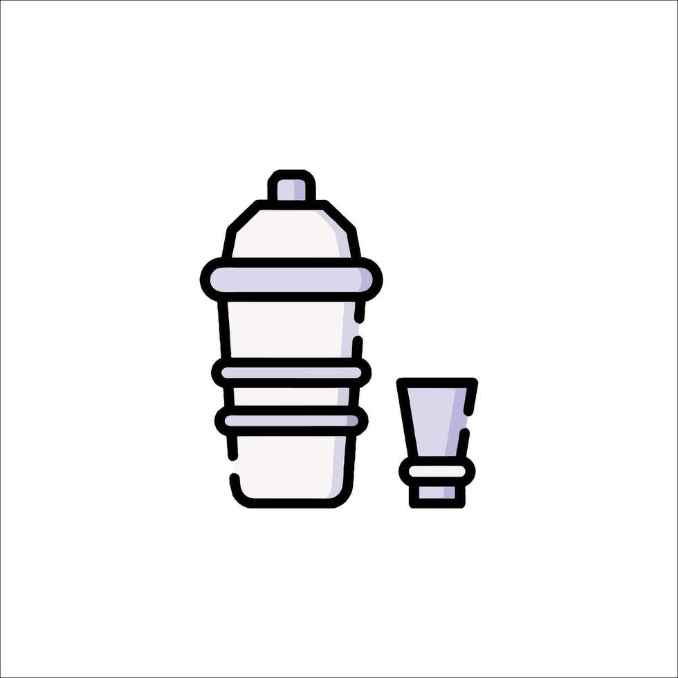 A cup and a bottle of water on a white background vector