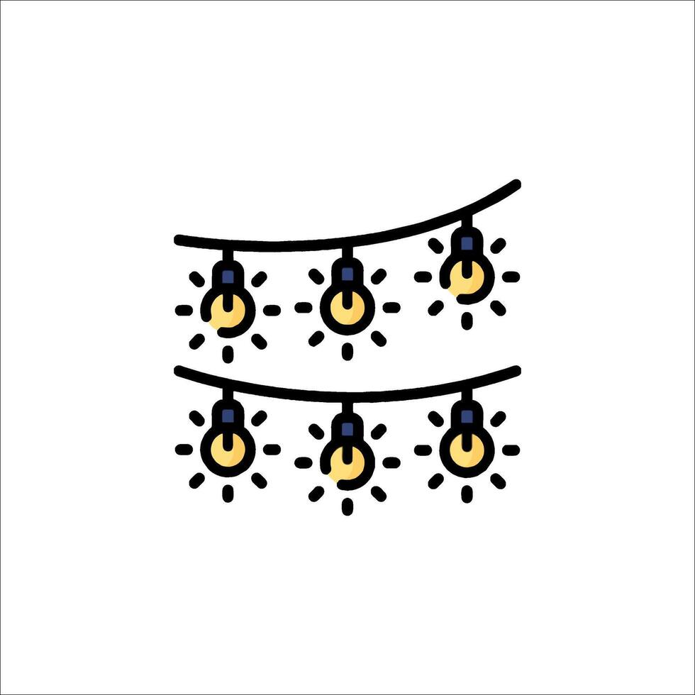 A string of light bulbs with a white background vector