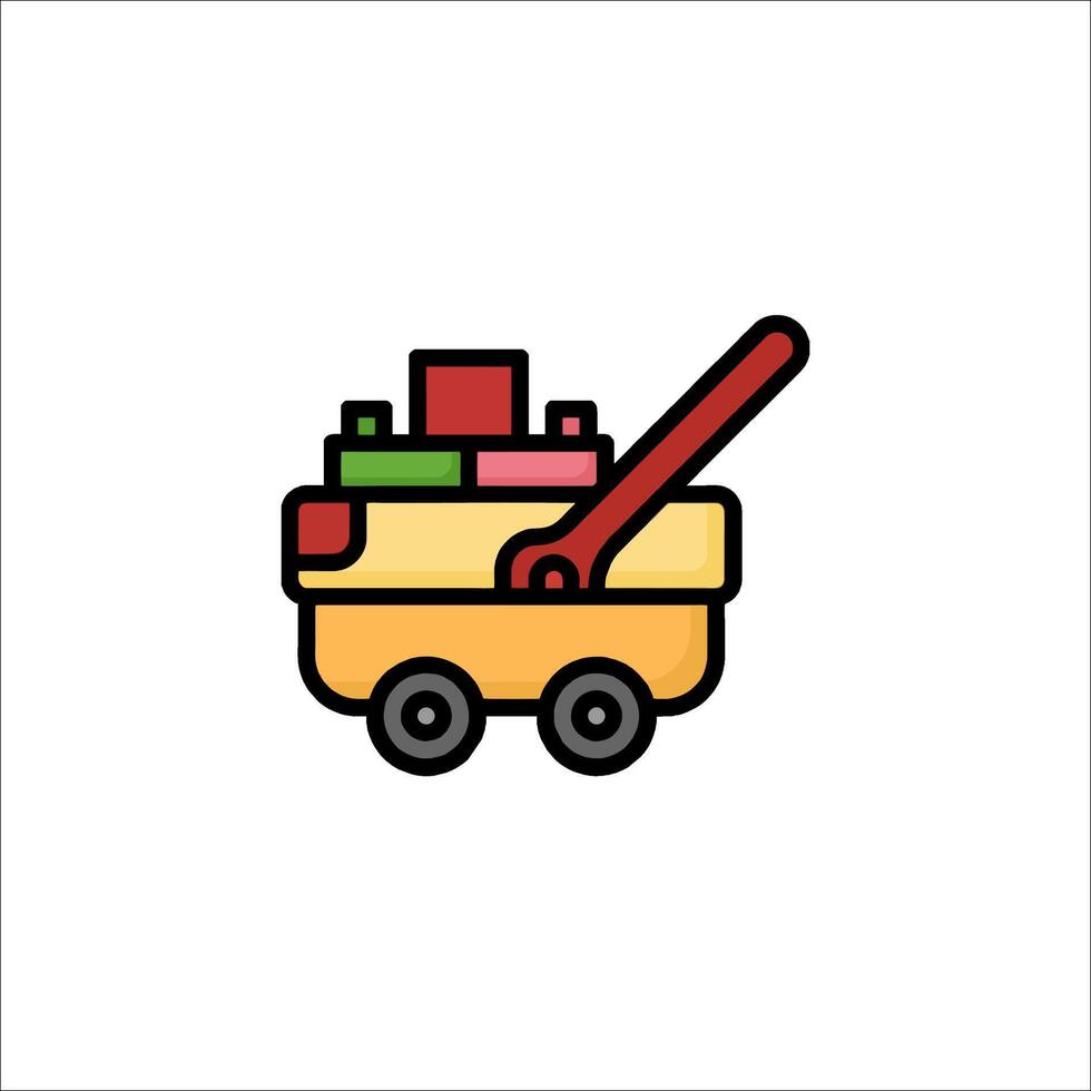 A toy wagon with a toy in it vector