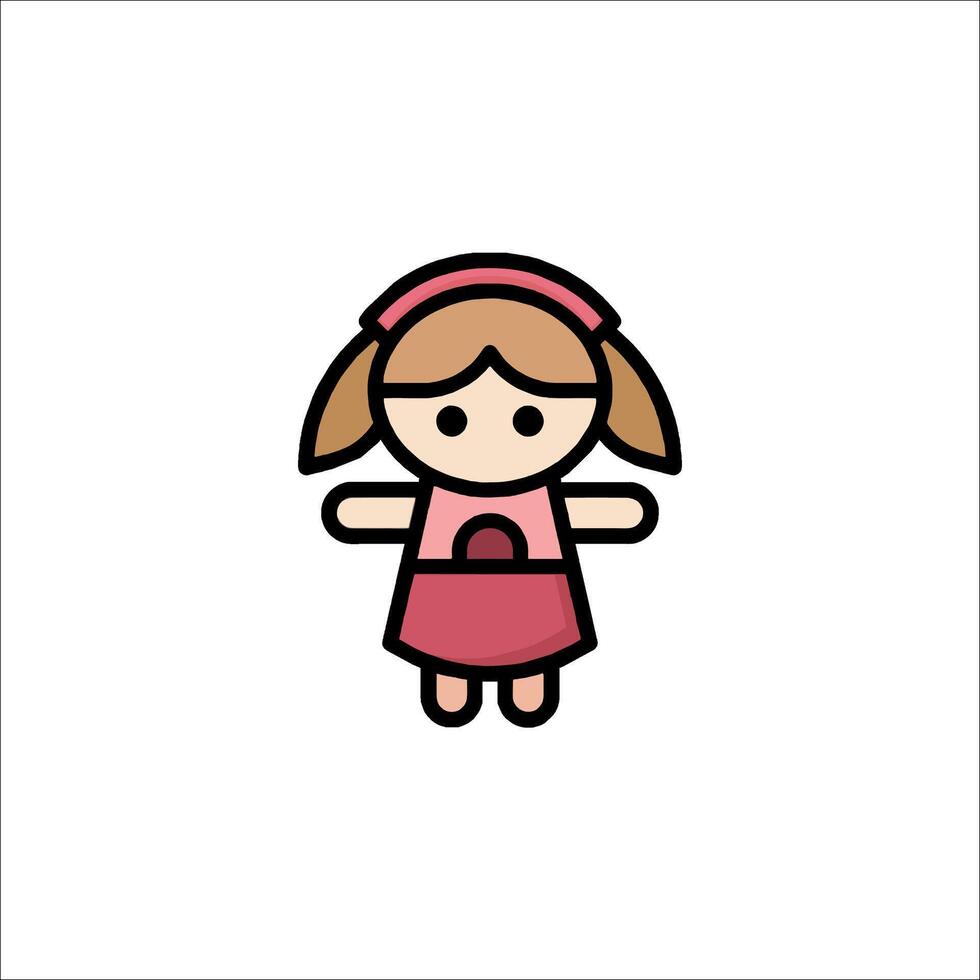 A little girl in a pink dress with a red hat vector