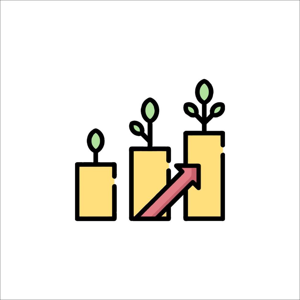 A line icon of a plant growing on a bar vector