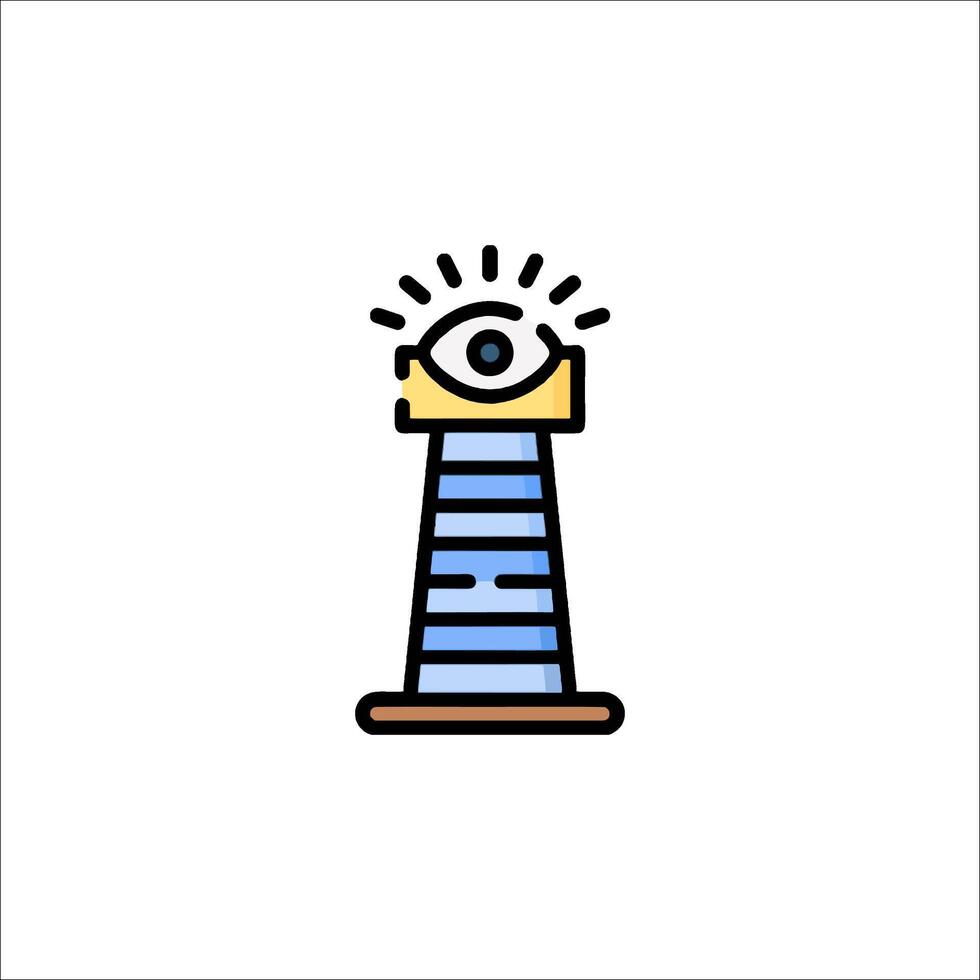 A lighthouse with an eye icon vector