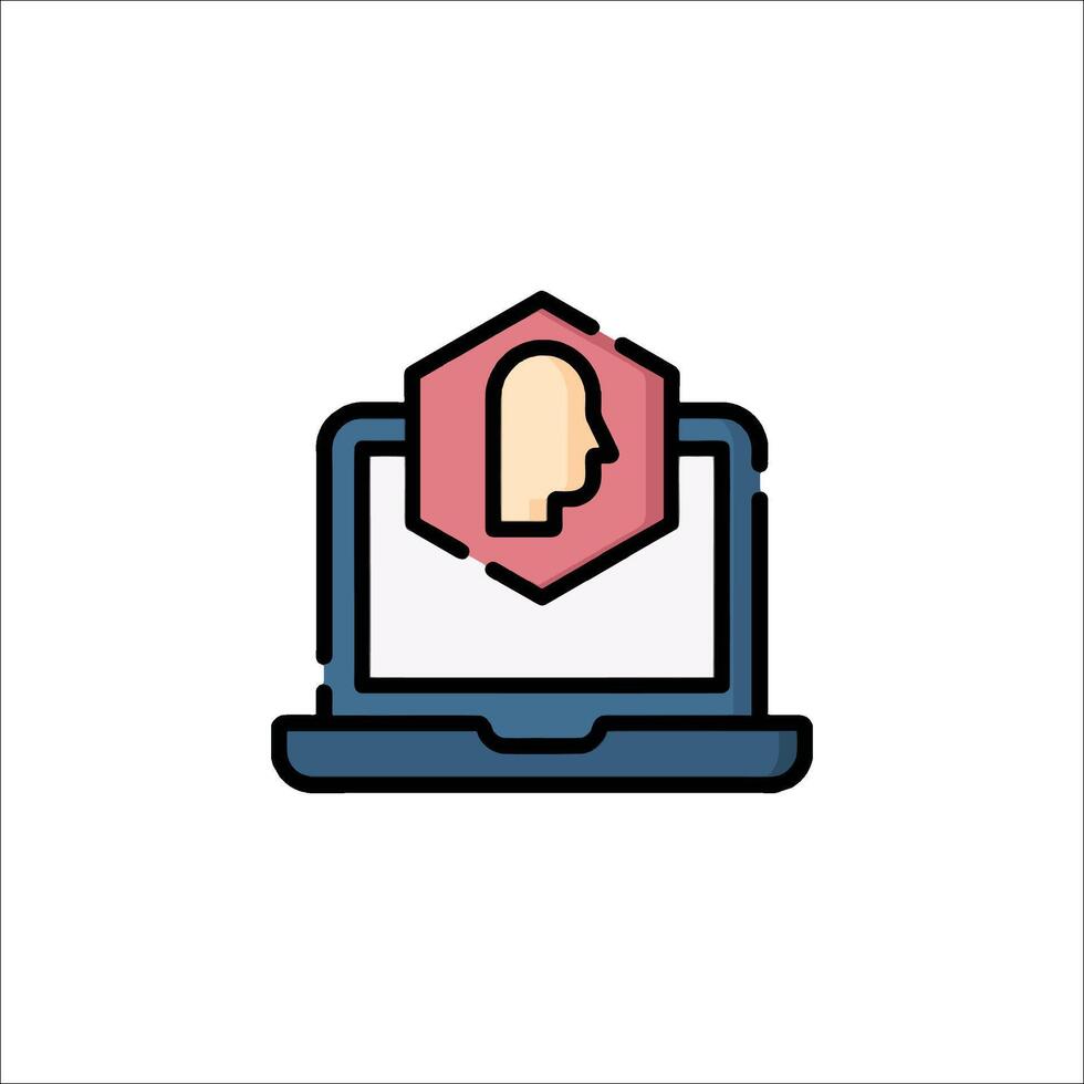 A laptop with a person's head on it vector