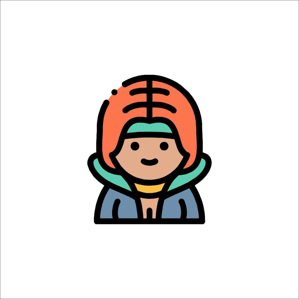 A woman with a hat and scarf on her head vector