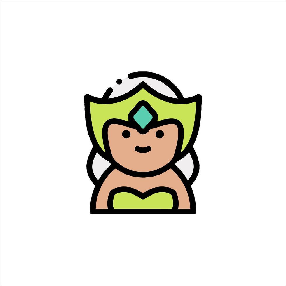 A cartoon character with a green dress and a crown vector