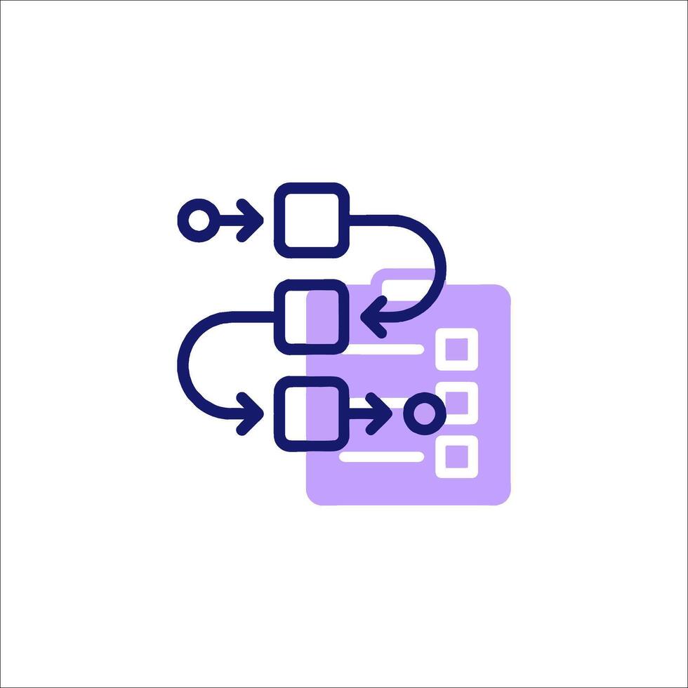 A purple icon with a checkbox and a button vector