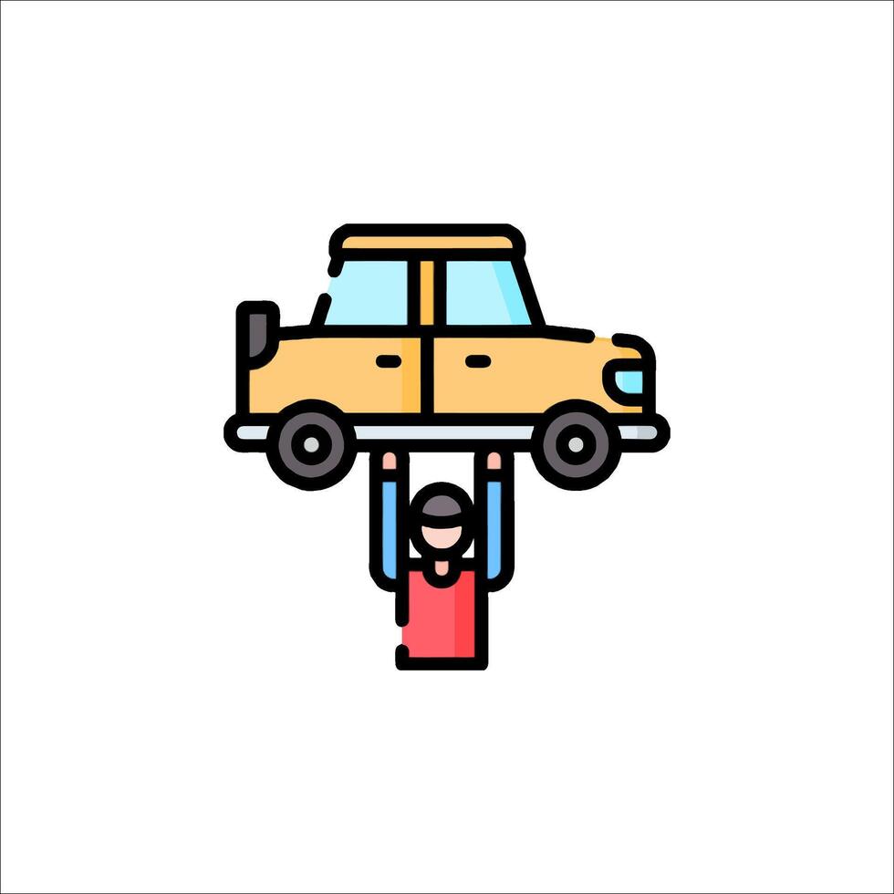 A man lifting a car over his head vector