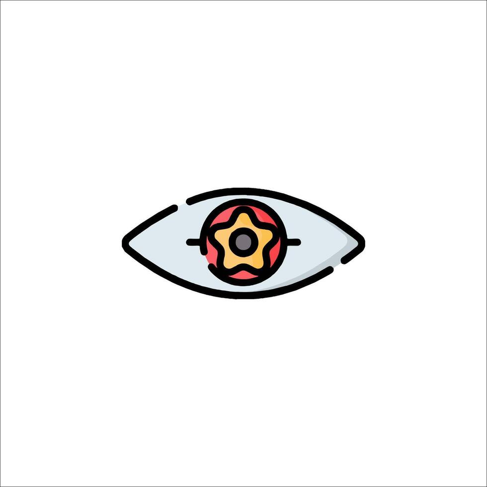 An eye icon with a red and yellow star vector