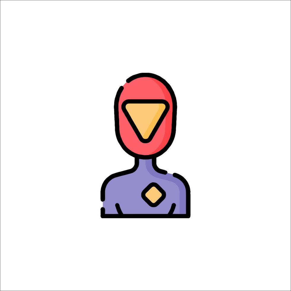 A man in a red and purple suit with a triangle on his head vector
