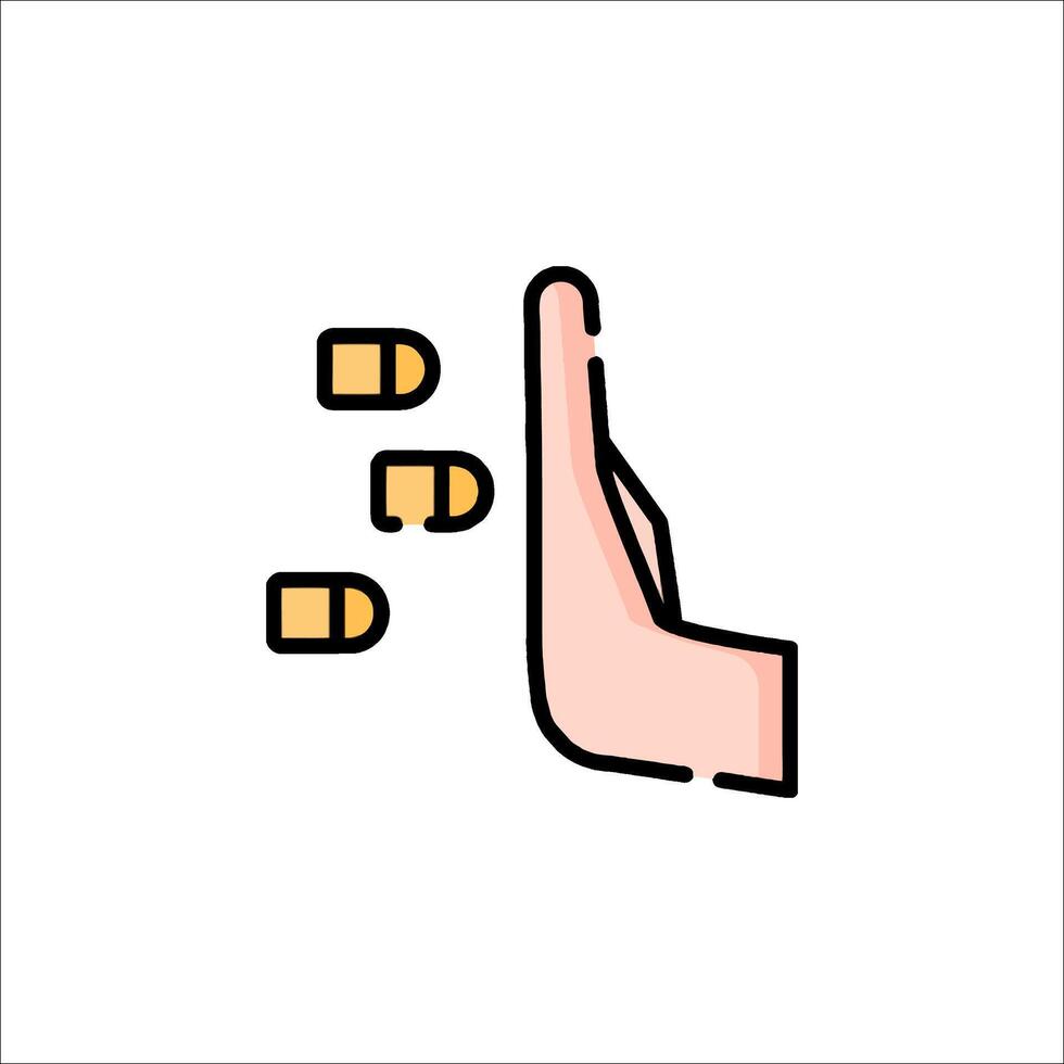 A hand with pills on it and a stop sign vector