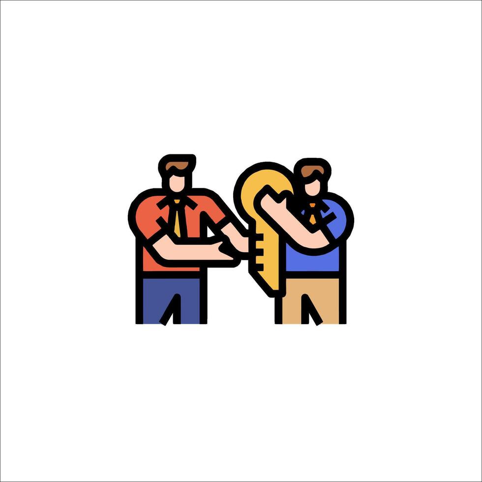 Two men shaking hands with a key vector