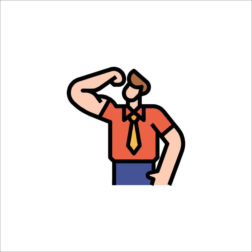 A man in a tie and shirt is flexing his bicep vector