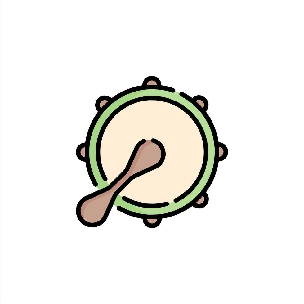 A drum icon with a wooden stick vector