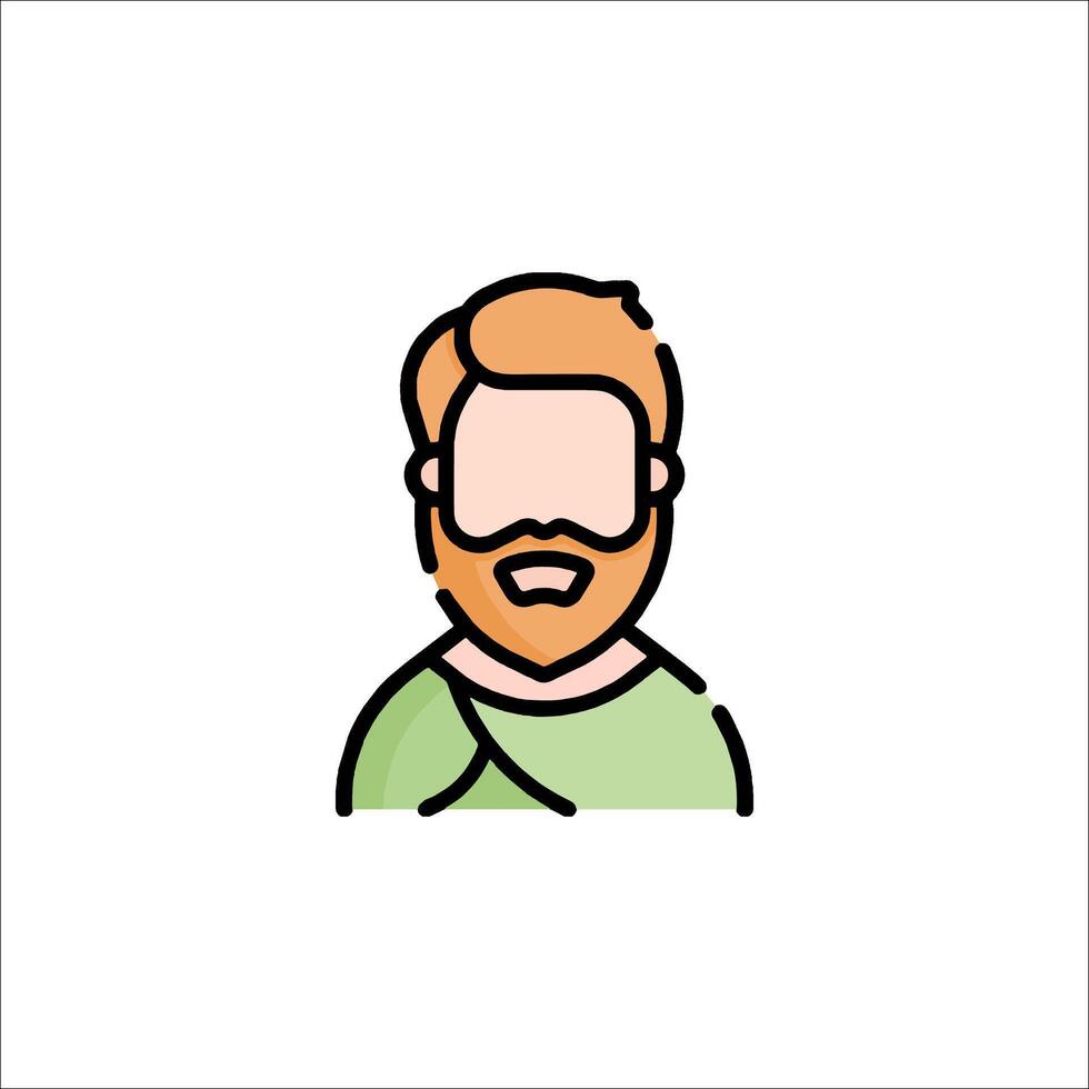 A man with a beard and a mustache is shown in a line drawing vector