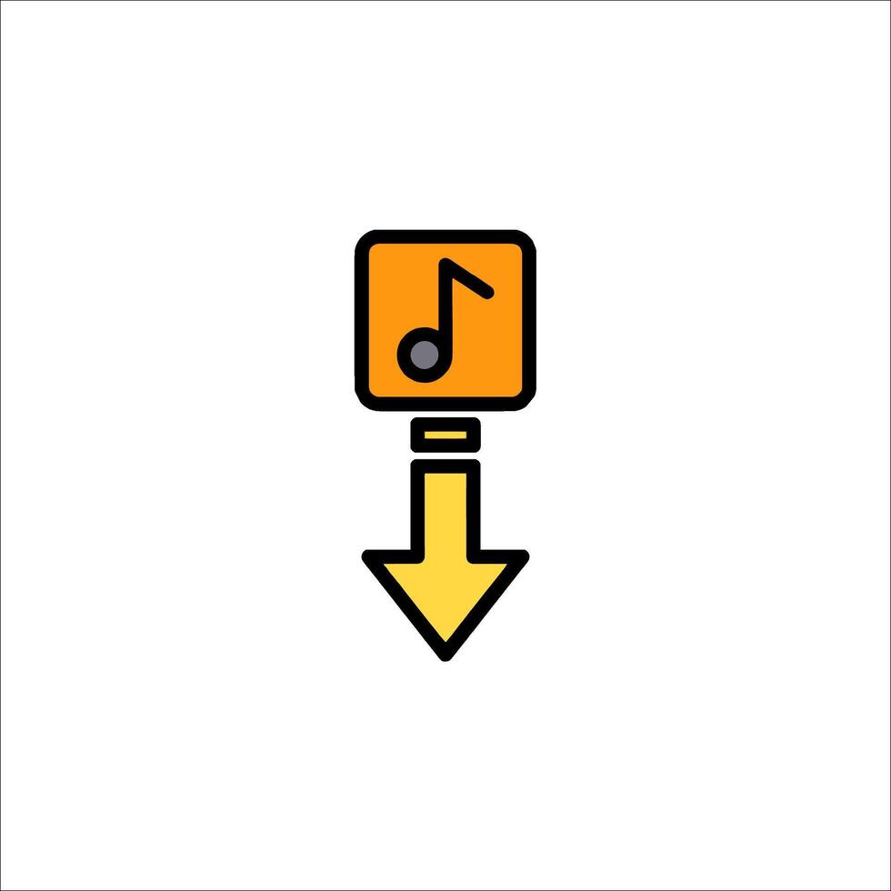 A music icon with a note and arrow vector