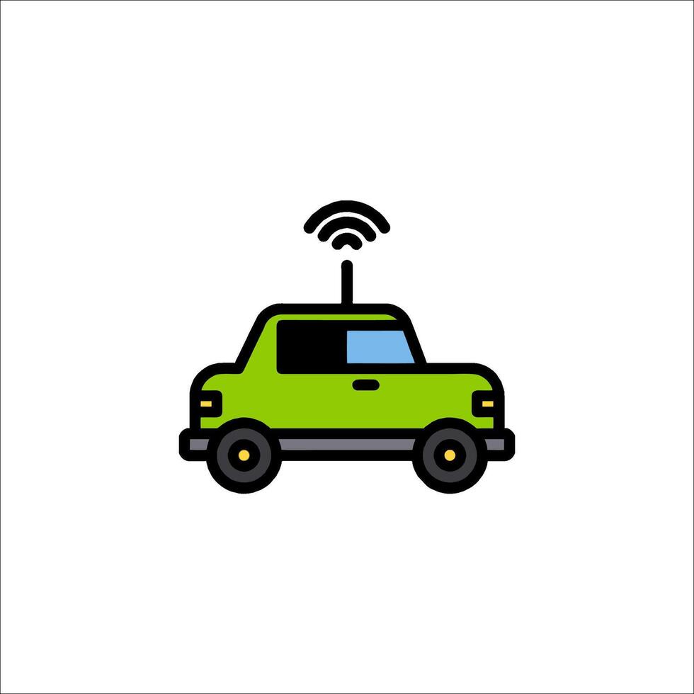 A green car with wifi on it vector
