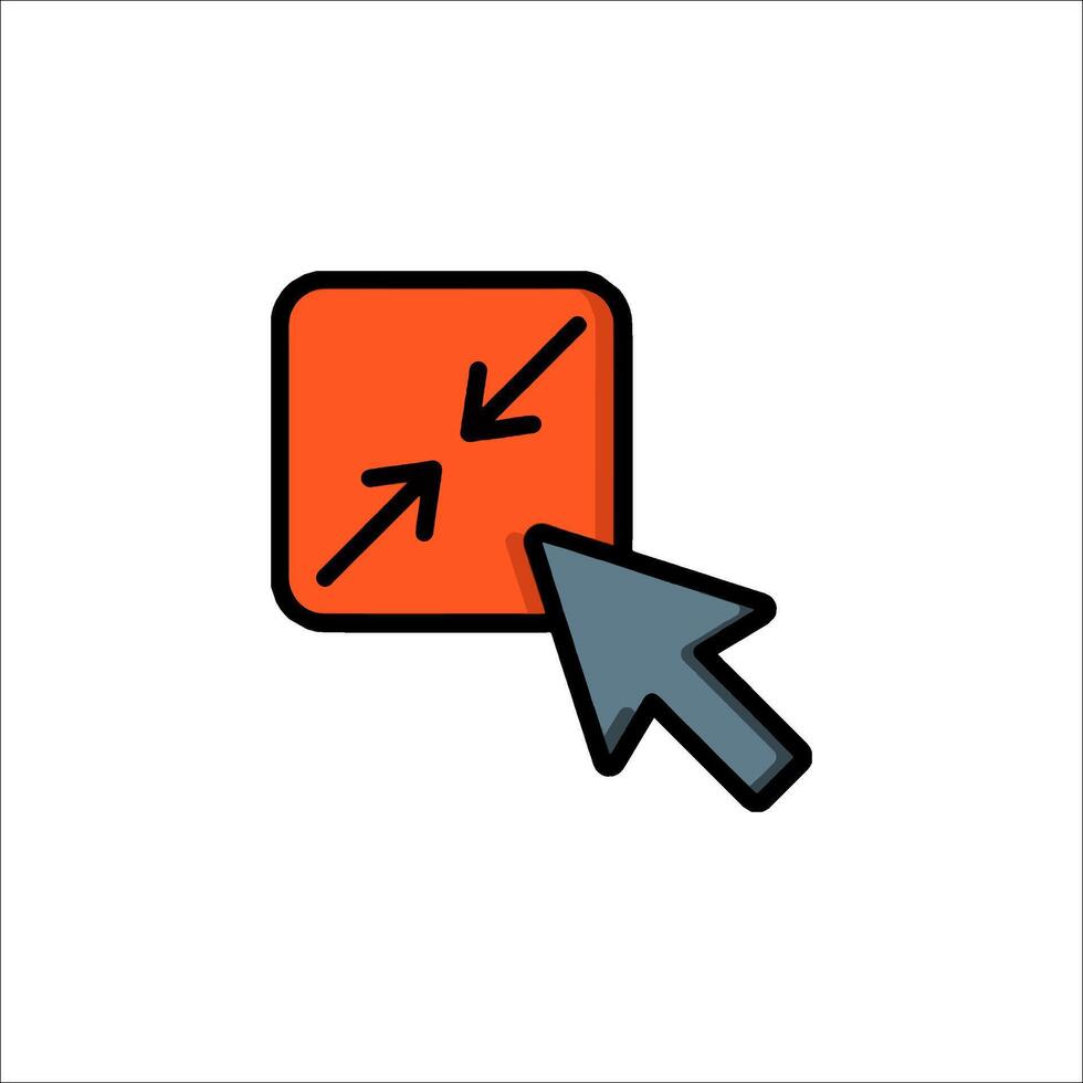 A red arrow pointing to an orange square icon vector