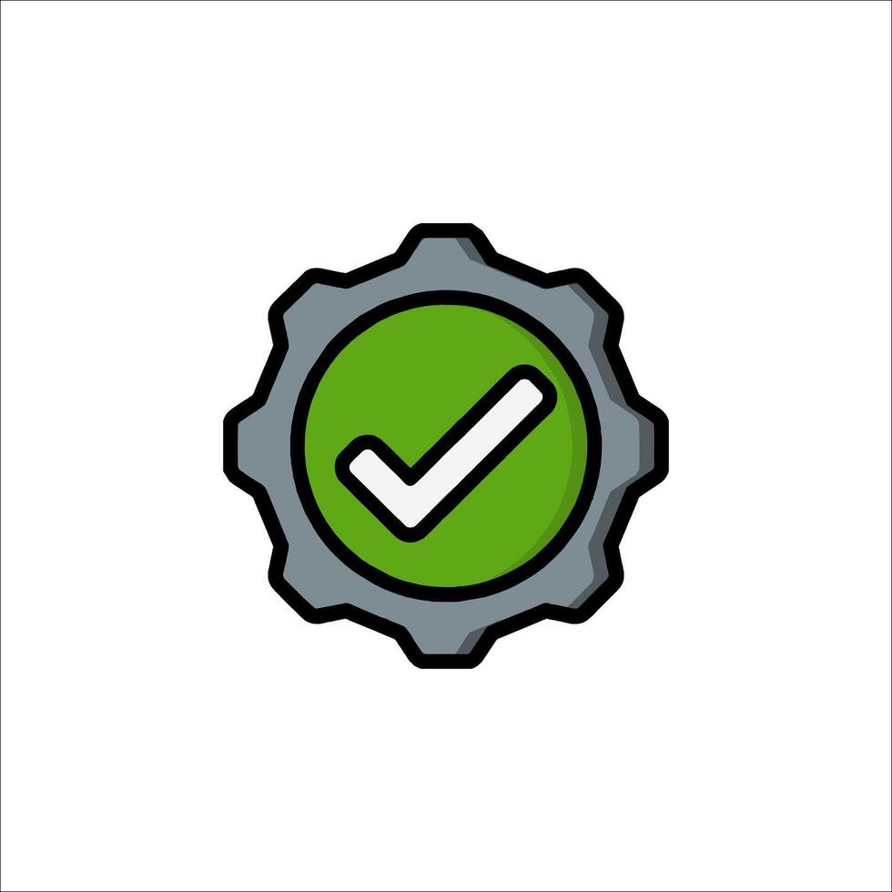 Check mark green icon on white background vector