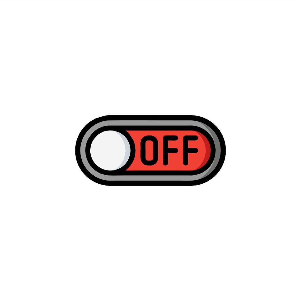 A red and white button with the word off on it vector