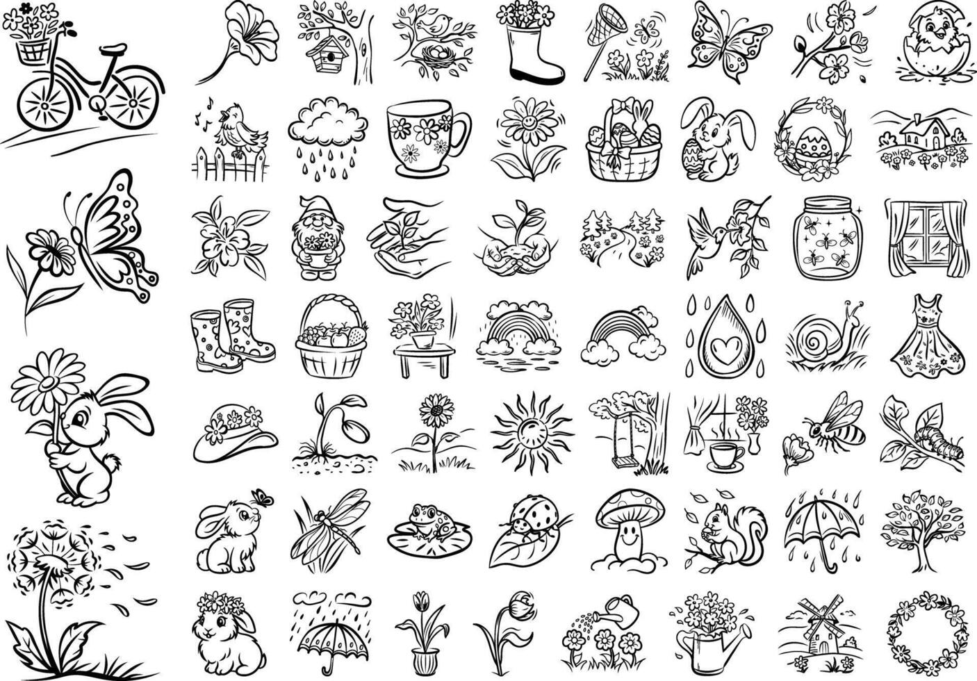 Hand-Drawn Spring and Nature Doodle Collection vector