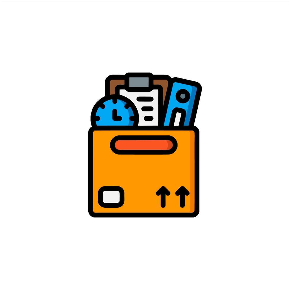 A box with a clock and other items inside vector