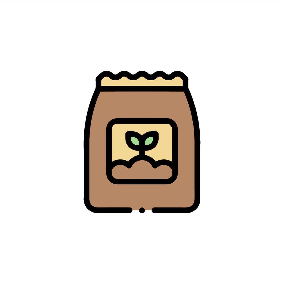 A bag of soil with a plant inside vector