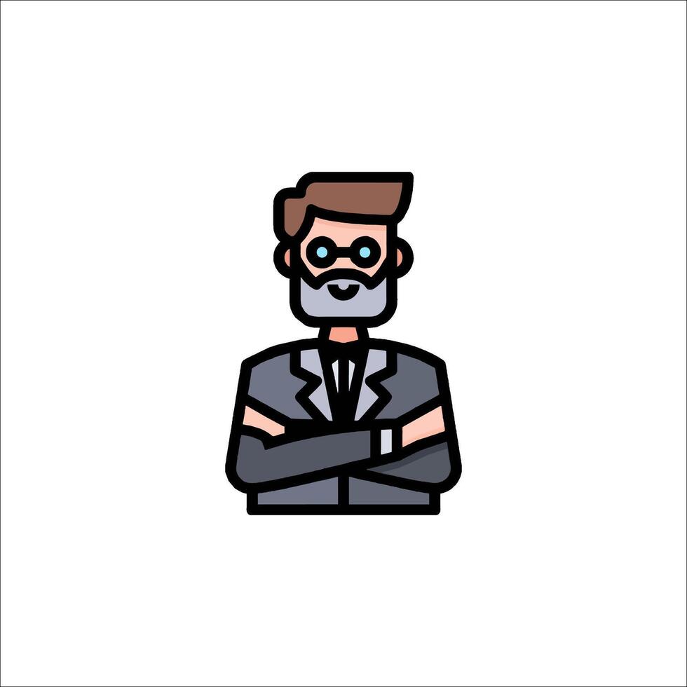 A man in a suit with a beard and glasses vector