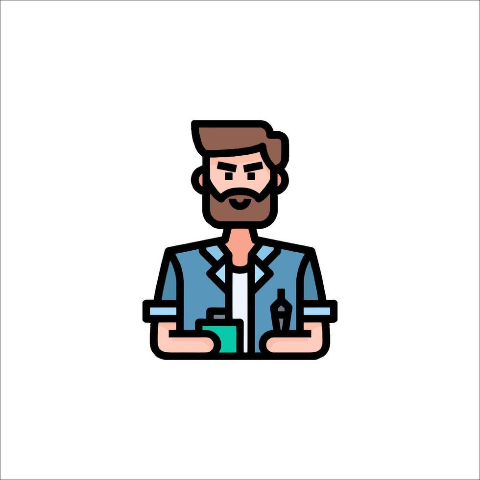 A man with a beard and glasses is holding a cup vector