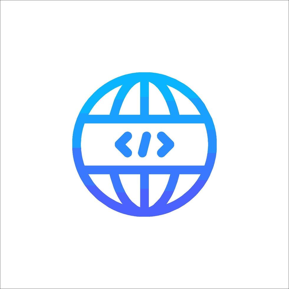 A blue and white globe with the word html written on it vector