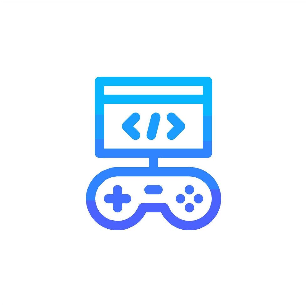A game controller icon with a computer screen vector