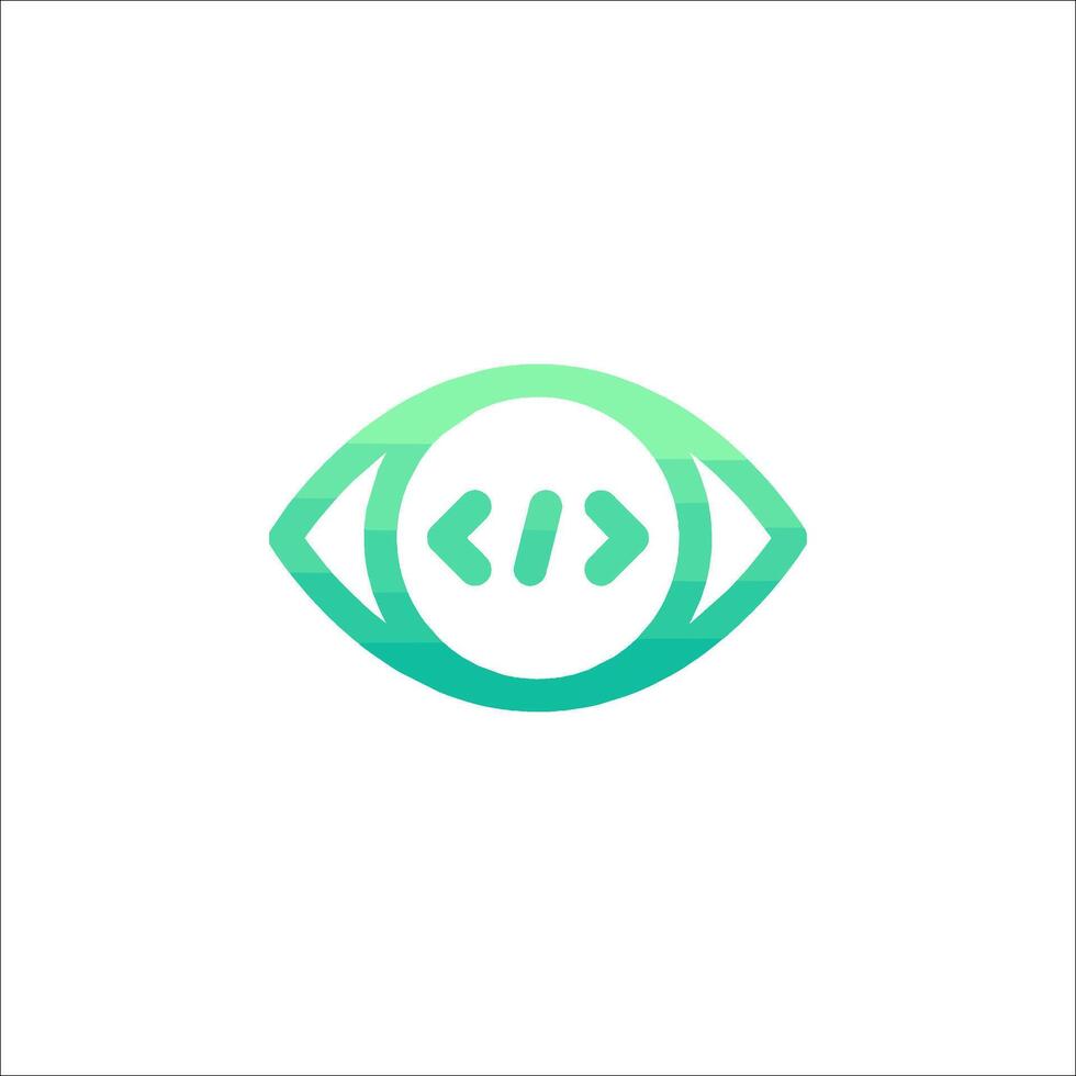 A green and blue eye logo with the word code in it vector