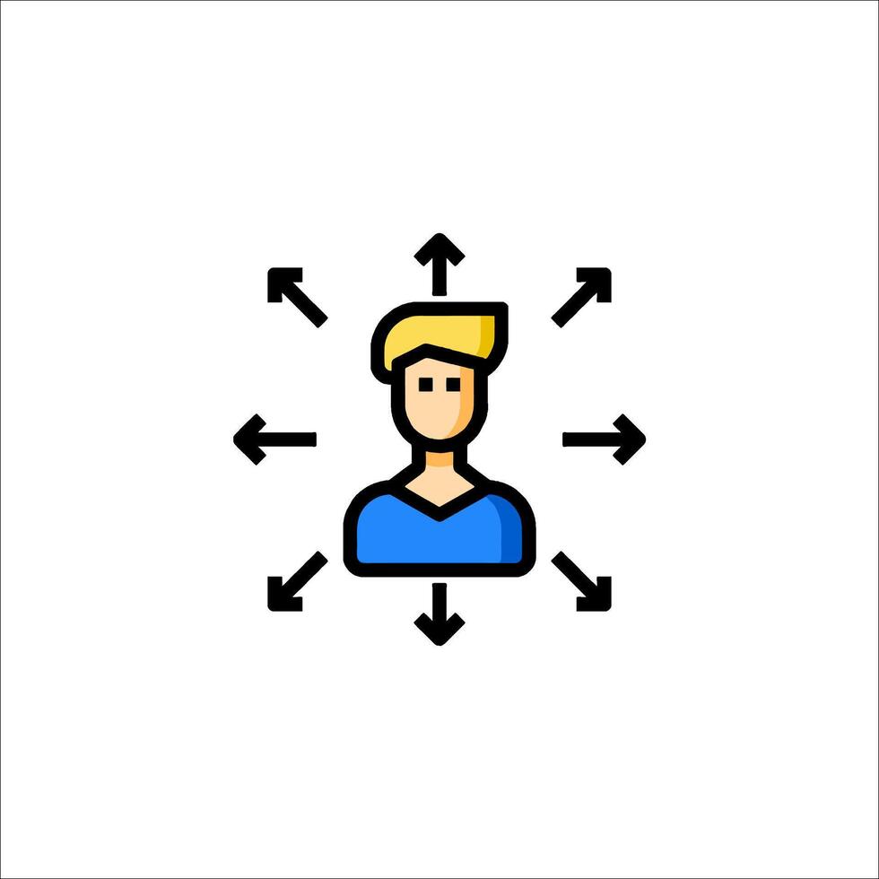 A man with arrows around him in a circle vector
