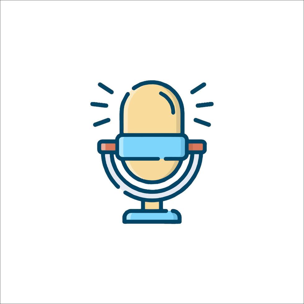 A microphone icon with a blue light coming out of it vector