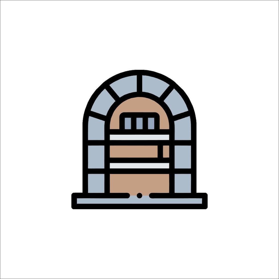 A door with a window in it on a white background vector