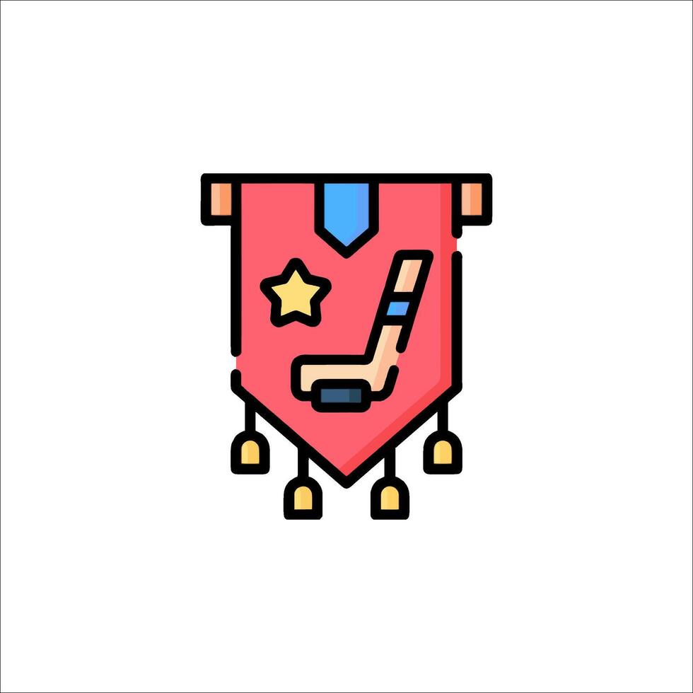 A red banner with a hockey stick on it vector