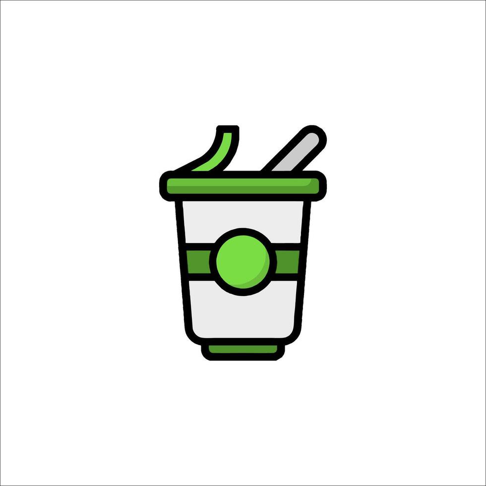 A green drink with a straw and a green straw vector