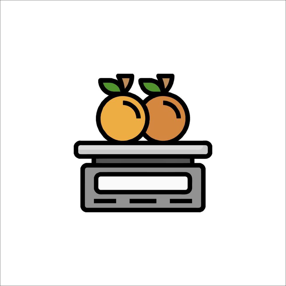 An orange and a banana on a scale vector